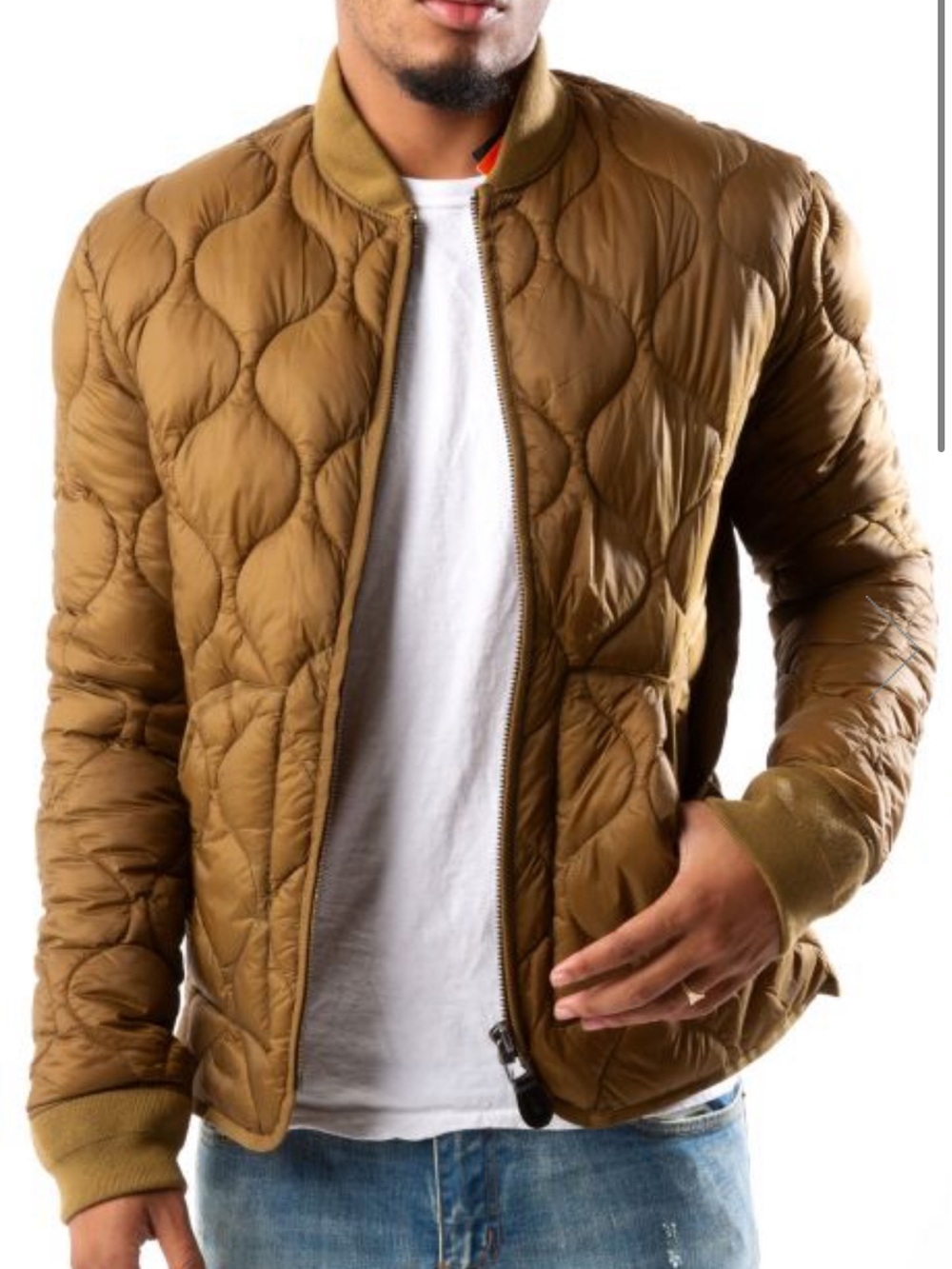 Superdry men’s liner bomber Jacket in Olive/brown “Breen” 2XL